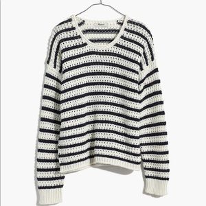 Madewell Striped open-stitched pullover sweater